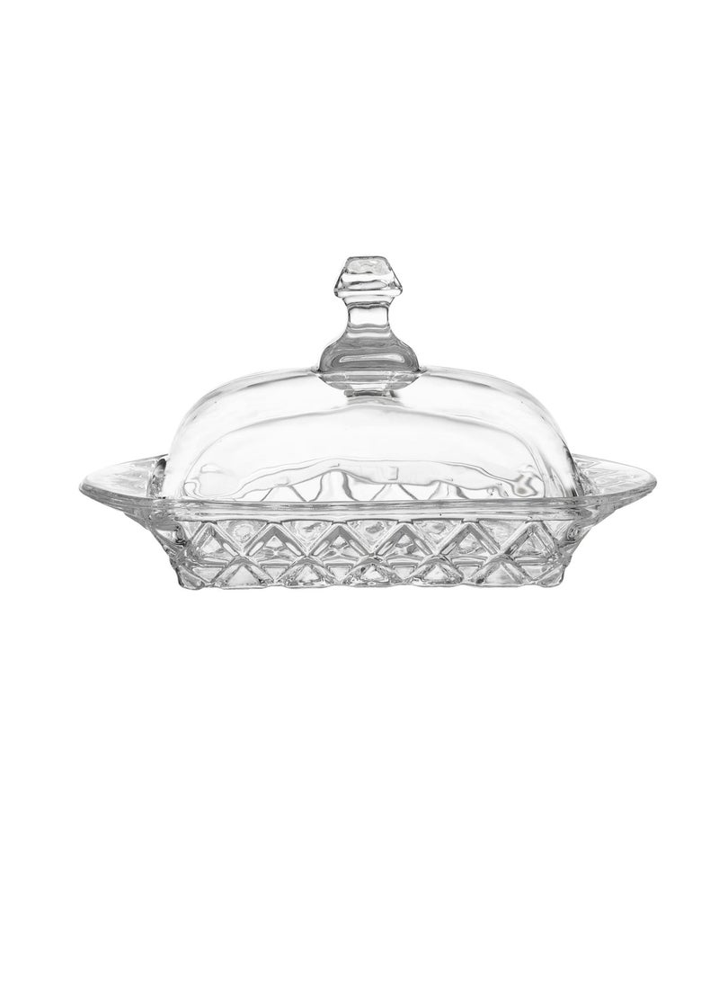 جلاس وير طبق زبدة زجاجي فاخر بغطاء – مقاس 18 سم × ارتفاع 10 سم ✨ - Image 3